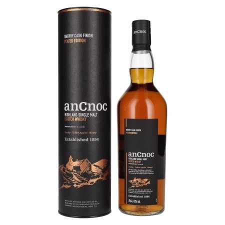 AnCnoc Highland Single Malt Scotch Whisky Sherry Cask Finish Peated Edition 43% Vol. 0,7l in Geschenkbox 🌾 Whisky Ambassador 