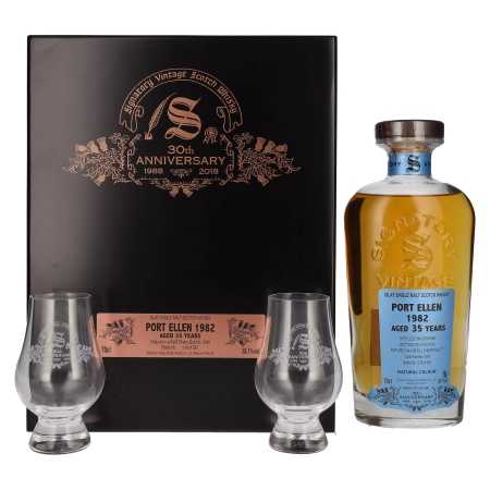 Signatory Vintage PORT ELLEN 35 Years Old 30th ANNIVERSARY 1982 55,1% Vol. 0,7l in Holzkiste mit 2 Gläsern | Islay Whisky | 🌾 Whisky Ambassador | Online Shop