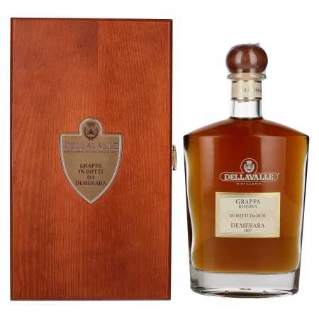 🌾Dellavalle Grappa Affinata in botti da RUM 42% Vol. 0,7l in Holzkiste | Whisky Ambassador