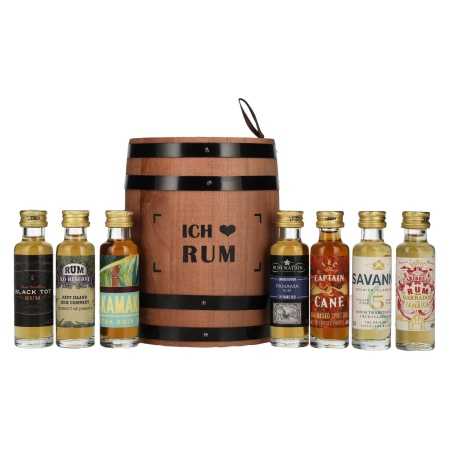 🌾ICH LIEBE RUM Tasting Fass 41,7% Vol. 7x0,02l in Wooden Box | Whisky Ambassador