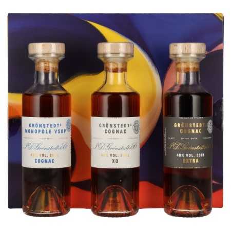 🌾Grönstedt's Cognac Triple Box 40% Vol. 3x0,2l in Geschenkbox | Whisky Ambassador