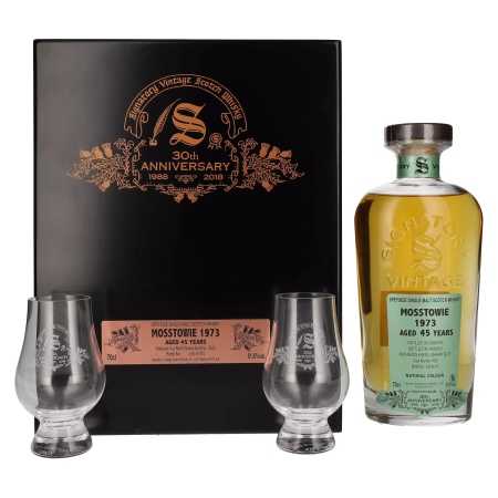 🌾Signatory Vintage MOSSTOWIE 45 Years Old 30th ANNIVERSARY 1973 51,6% Vol. 0,7l in Wooden Box - 2 Glasses | Whisky Ambassador