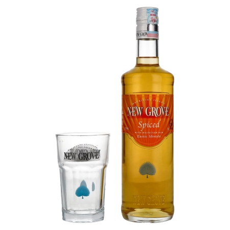 🌾New Grove SPICED Mauritius Island Rum 37,5% Vol. 0,7l mit Glas | Whisky Ambassador