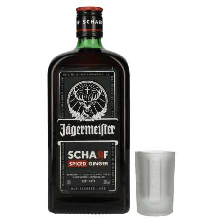 Jägermeister SCHARF SPICED Ginger Kräuterlikör 33% Vol. 0,7l in Geschenkbox mit Shotglas | Lichior german | 🌾 Whisky Ambassador | Online Shop