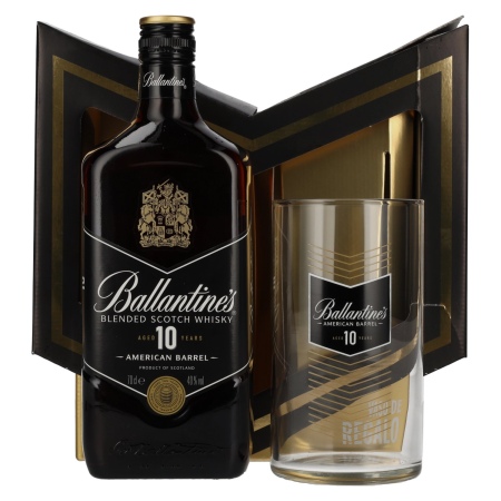 🌾Ballantine's 10 Years Old Blended Scotch Whisky 40% Vol. 0,7l in Geschenkbox mit Glas | Whisky Ambassador