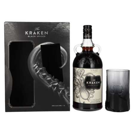 The Kraken Black Spiced 40% Vol. 1l in Geschenkbox mit Glas | Flavoured Rum & Likör | 🌾 Whisky Ambassador | Online Shop