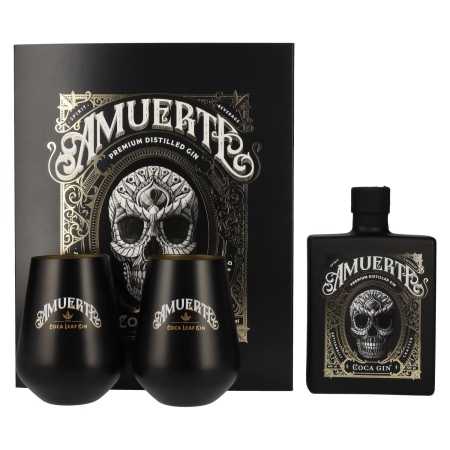 Amuerte COCA GIN - Black Edition 43% Vol. 0,7l in Geschenkbox mit 2 Gläsern