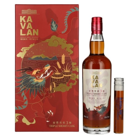 Kavalan TRIPLE SHERRY CASK Single Malt Whisky Dragon Edition 40,9% Vol. 0,7l in Giftbox mit 0,05l Miniatur