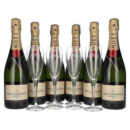 🌾Moët & Chandon Champagne IMPÉRIAL Brut 12% Vol. 6x0,75l in Geschenkbox mit 6 Gläsern | Whisky Ambassador
