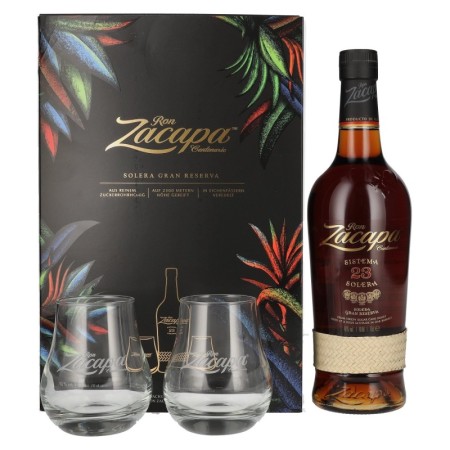 Ron Zacapa Centenario 23 SISTEMA SOLERA Gran Reserva Limited Edition Design 40% Vol. 0,7l in Giftbox and 2 glasses