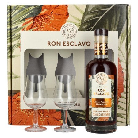 Ron Esclavo GRAN RESERVA OVERPROOF Ron Dominicana 57,5% Vol. 0,5l in Giftbox and 2 glasses