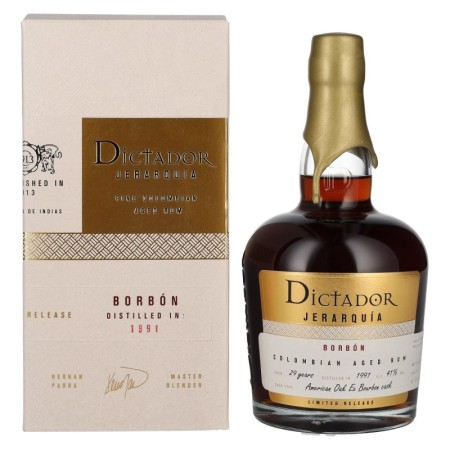 Dictador JERARQUÍA 29 Years Old BORBÓN Rum 1991 41% Vol. 0,7l in Giftbox