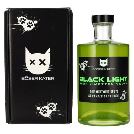 BÖSER KATER Black Light Neon Limetten Vodka 40% Vol. 0,5l in Giftbox