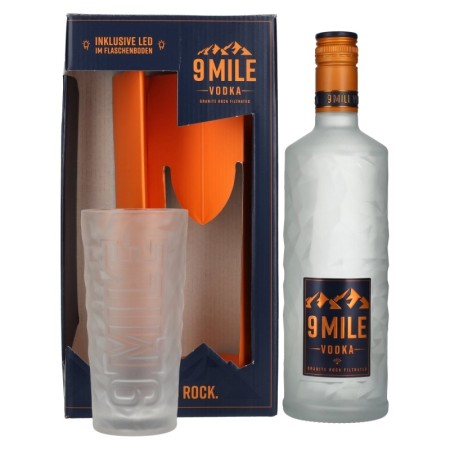 9 Mile Vodka 37,5% Vol. 0,7l in Giftbox mit Glas