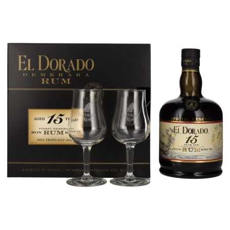 El Dorado 15 Years Old Finest Demerara Rum SPECIAL RESERVE 43% Vol. 0,7l in Geschenkbox mit 2 Gläsern | Rum misturado | 🌾 Whisky Ambassador | Online Shop