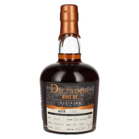 Dictador BEST OF 1987 ALTISIMO Colombian Rum 30YO/010317/EX-W278 43% Vol. 0,7l | Kolumbialainen rommi | 🌾 Whisky Ambassador | Online Shop