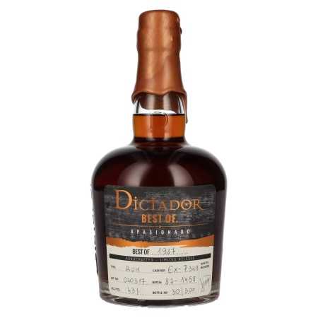 Dictador BEST OF 1987 APASIONADO Colombian Rum 30YO/020317/EX-P329 43% Vol. 0,7l | Kolumbialainen rommi | 🌾 Whisky Ambassador | Online Shop