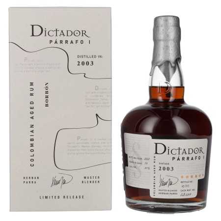 Dictador PÁRRAFO I 19 Years Old BORBÓN Vintage 2003 41% Vol. 0,7l in Geschenkbox | Rhum colombien | 🌾 Whisky Ambassador | Online Shop