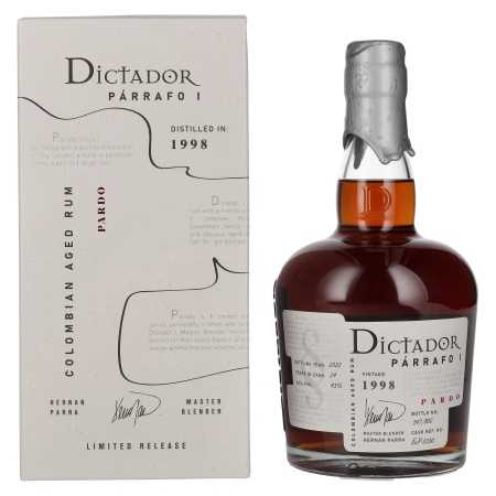 Dictador PÁRRAFO I 24 Years Old PARDO Vintage 1998 43% Vol. 0,7l in Geschenkbox | Kolumbijos romas | 🌾 Whisky Ambassador | Online Shop