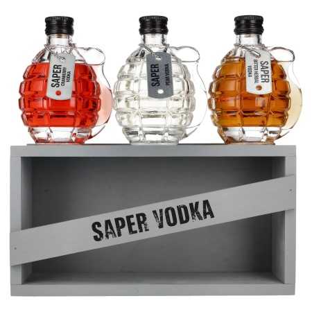 Saper Vodka 40% Vol. 3x0,2l in Holzkiste | Полска водка | 🌾 Whisky Ambassador | Online Shop