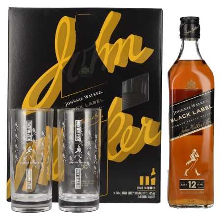 Johnnie Walker BLACK LABEL 12 Years Old 40% Vol. 0,7l mit 2 Highballgläsern | Scotch Whisky | 🌾 Whisky Ambassador | Online Shop